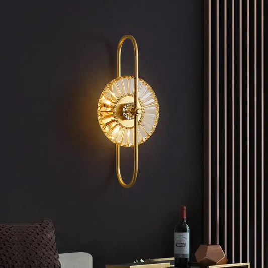 Hdc Led Crystal Modern Gold Metal Wall Light For Drawing Room - Warm White