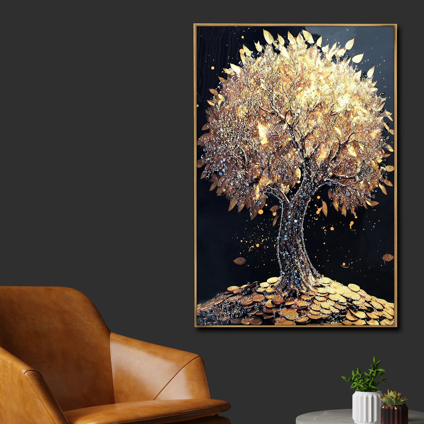 Hdc Glimmering Tree of Ethereal Beauty Crystal Glass Painting