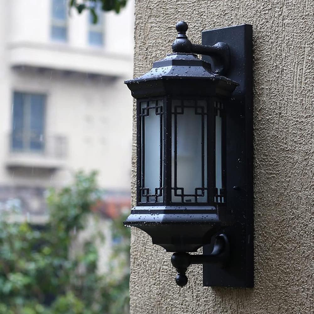 Hdc Outdoor Wall Light Fixture Black Color Exterior Lantern Waterproof Lamp - Warm White