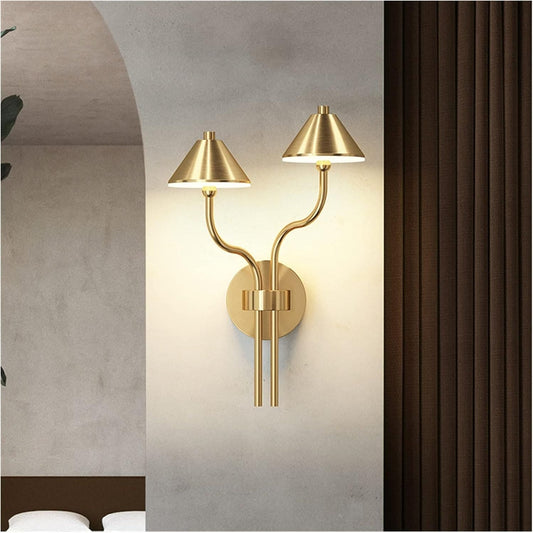 Hdc Double Headed Modern Copper Umbrella Decorative Oyster LED Wall lamp