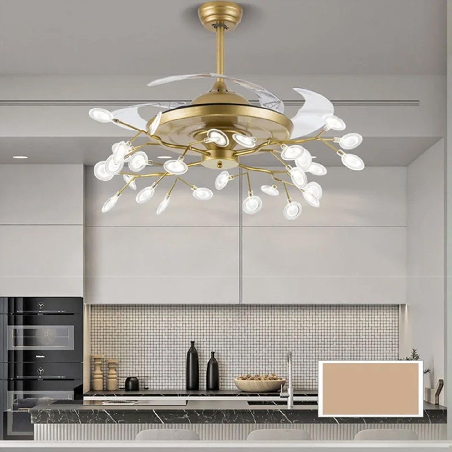 HDC Simple modern invisible fan chandelier Nordic restaurant ceiling fan light living room American luxury bedroom light firefly light