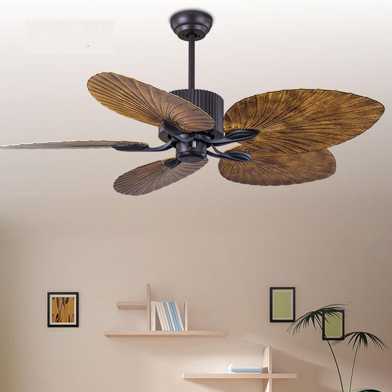 Hdc tropical Wind Wooden Palm Leaf residential Ceiling Fan Remote Controlled - Dark Wood