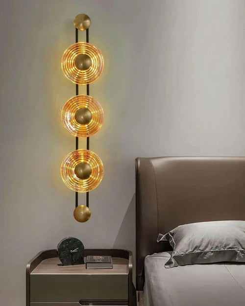 Hdc Led Amber/Smoke 3 Circle Glass Disc Wall Light