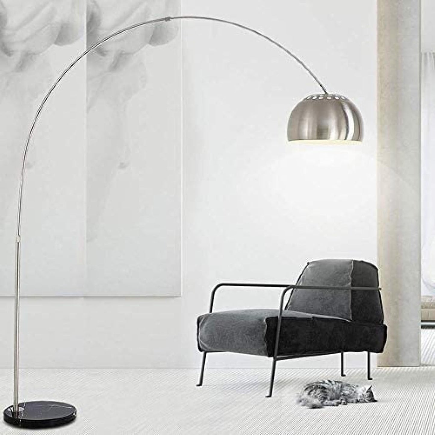 HDC Huge Arc Floor Lamp Living Room Standing Lamp - Silver