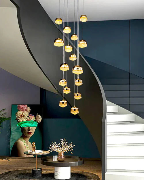 HDC 16 Lights LED Crystal Double Height Stair Chandelier