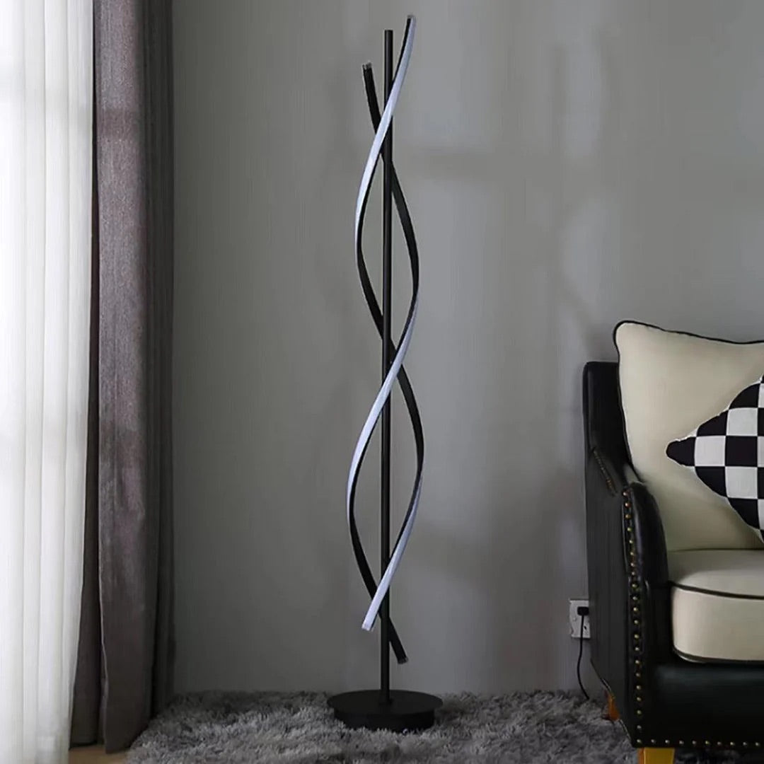 HDC Modern Led Black Floor Lamp with Spiral Light Strips