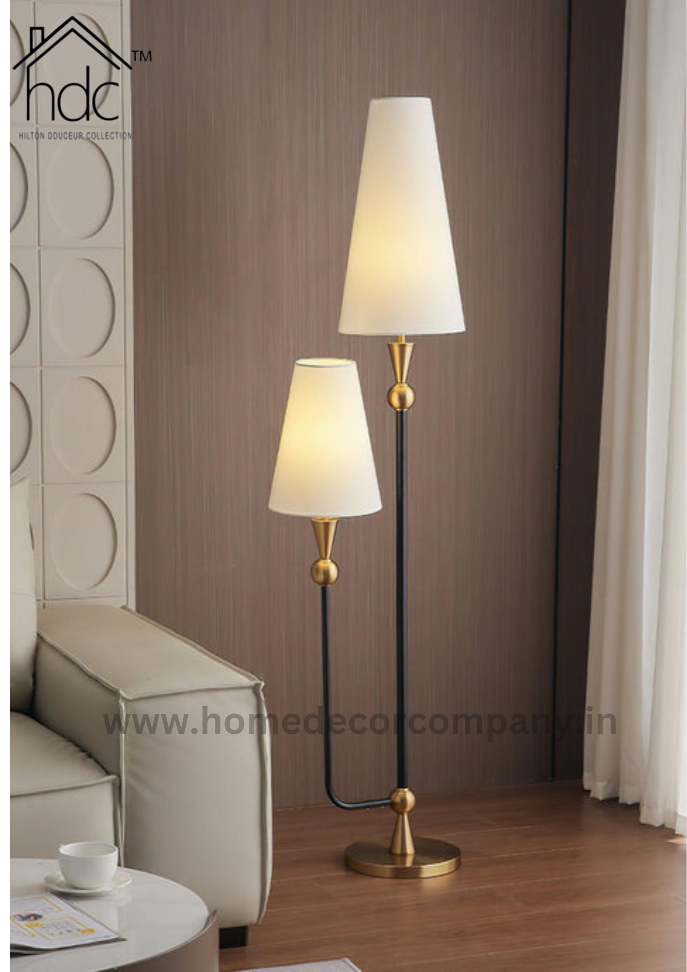 Hdc High Quality Nordic Minimalist Black Gold Metal Floor Lamp with Shade