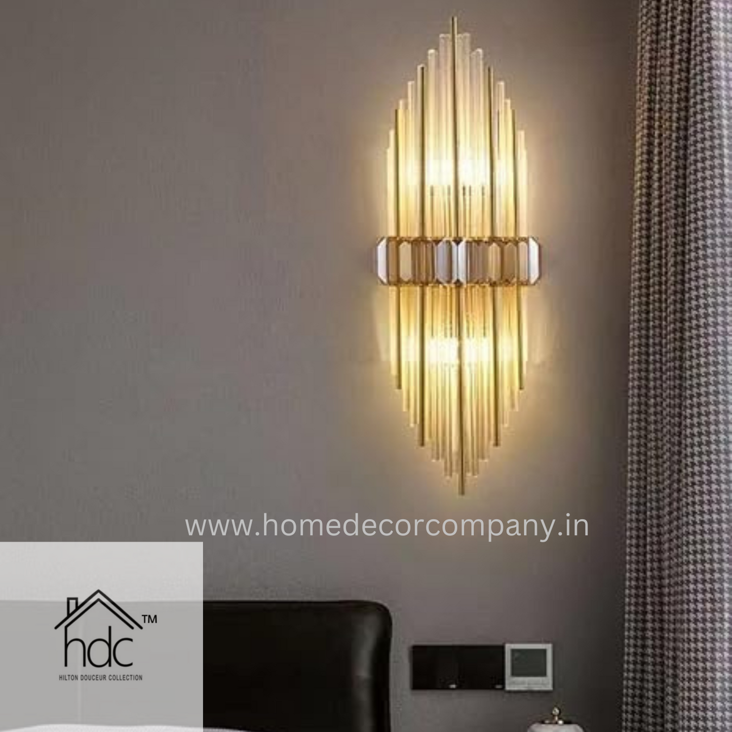 Hdc Modern Golden Wall Light With Crystal Bars for Bedroom Living Room Hallway Entrance Dressing Table