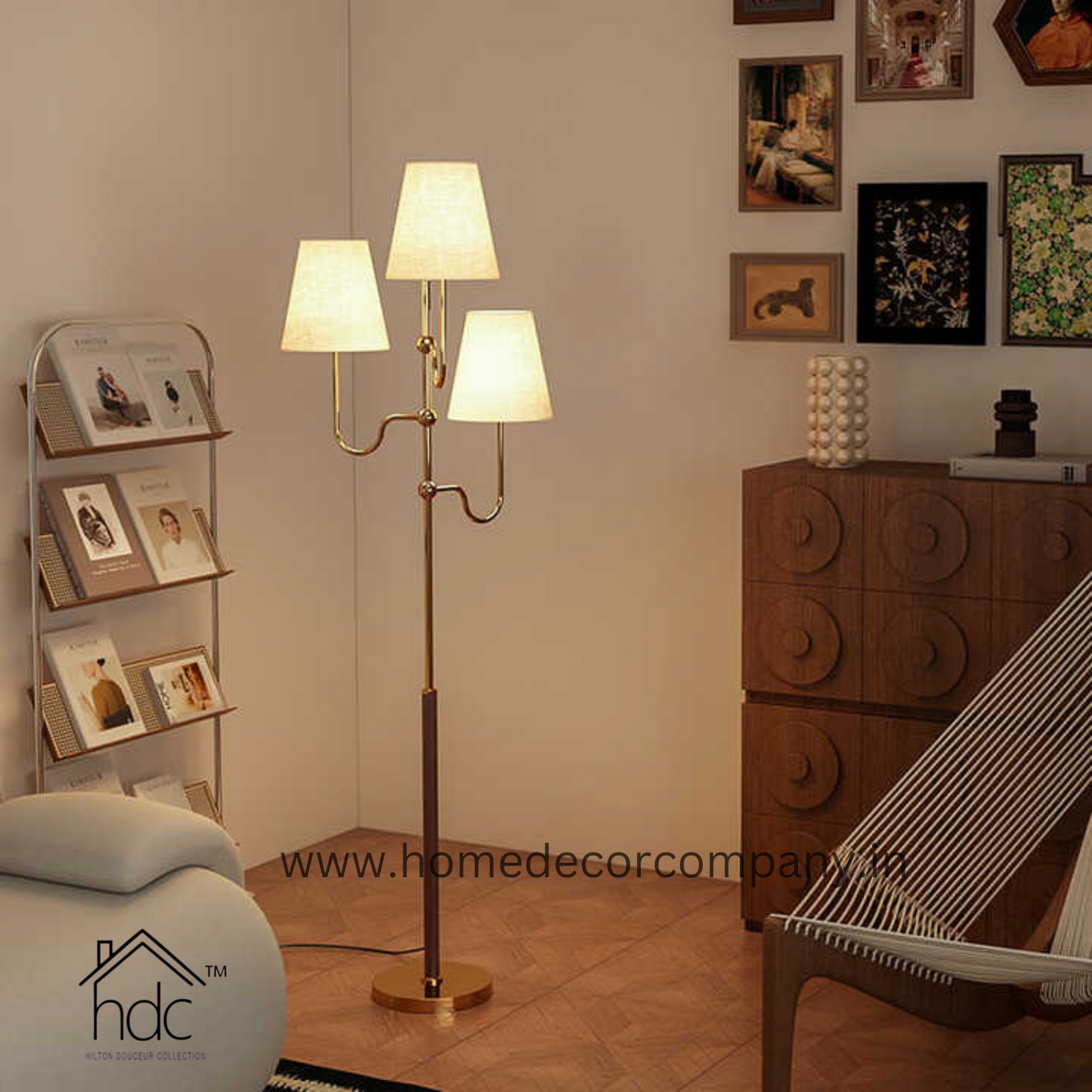 Hdc High Quality Nordic Minimalist Triple Shade Golden Floor Lamp