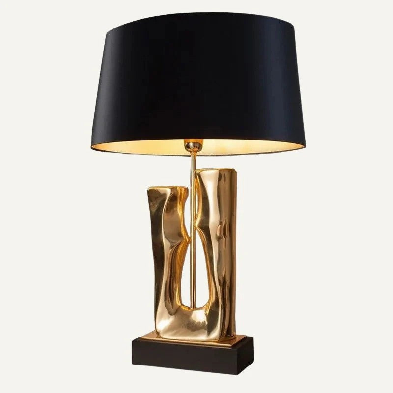 Hdc Luxury Black Gold Nightstand Lamp With High-quality Fabric Lampshade