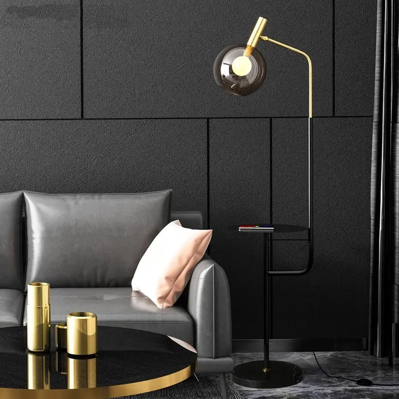 Hdc Modern Luxury Nordic creative vertical Ins Smoke Glass Coffee Table LED Floor Lamp