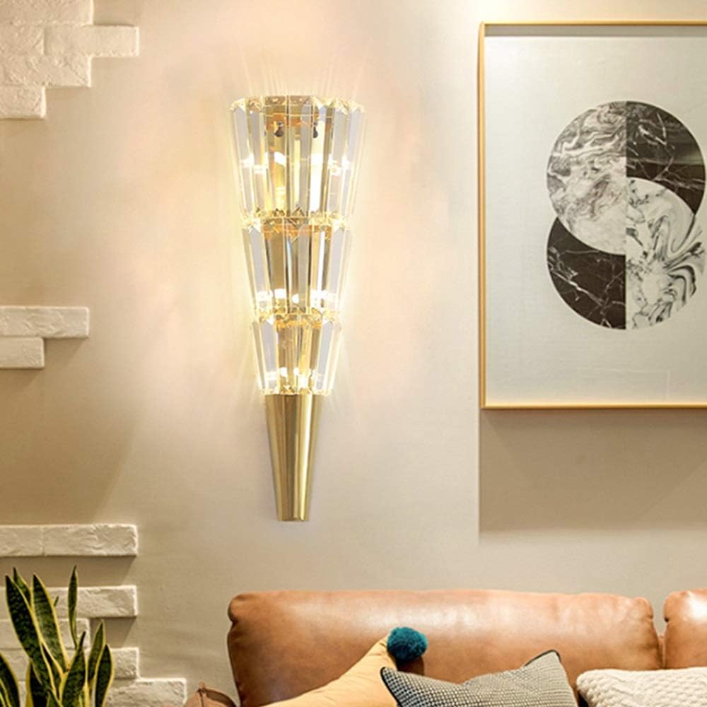 HDC 20w Model Led Crystal Mashal 3 layers Modern Gold Metal Wall Light For Drawing Room - Warm White