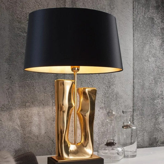 Hdc Luxury Black Gold Nightstand Lamp With High-quality Fabric Lampshade