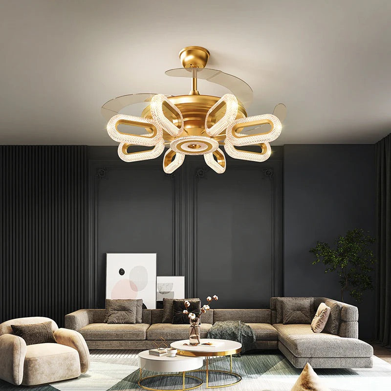 Hdc Crystal Wormhole Chandelier Ceiling Fan with Remote Control