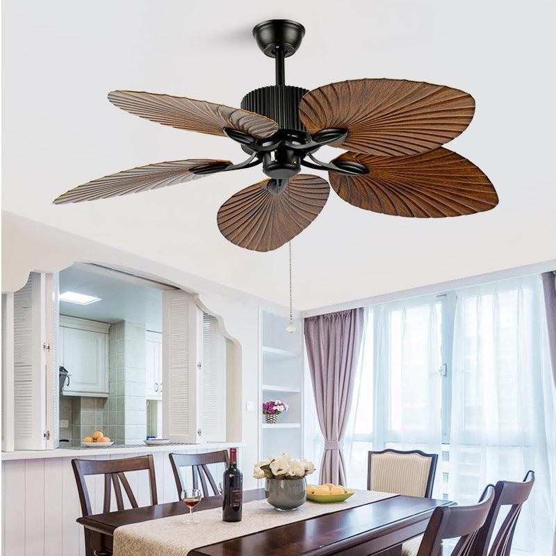 Hdc tropical Wind Wooden Palm Leaf residential Ceiling Fan Remote Controlled - Dark Wood