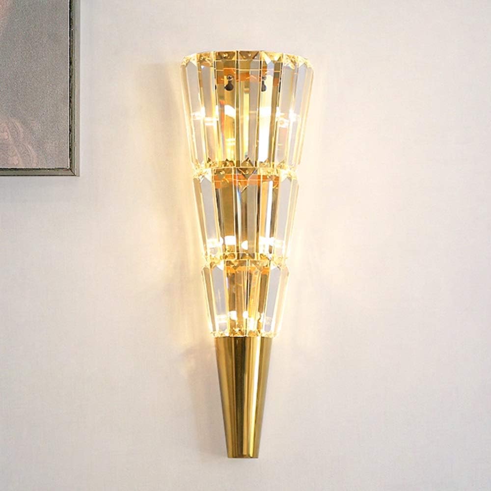 HDC 20w Model Led Crystal Mashal 3 layers Modern Gold Metal Wall Light For Drawing Room - Warm White