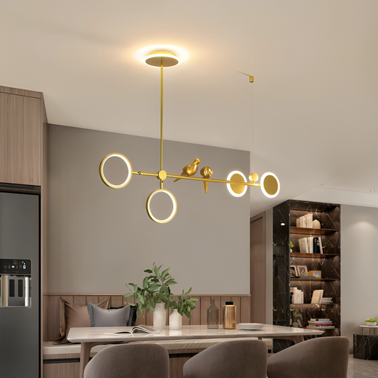 Hdc Gold/Black Modern Linear Led Chandelier Pendant Light Hanging Suspension Lamp - Tricolor