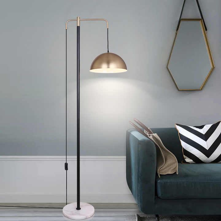 HDC Vintage Metal Marble Brass Black Living Room Dining Room Floor Lamp