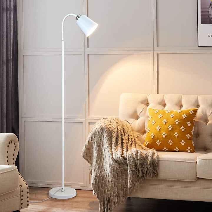 HDC Floor lamp bedroom living room Nordic style floor table lamp with shelf vertical table lamp (White Body)