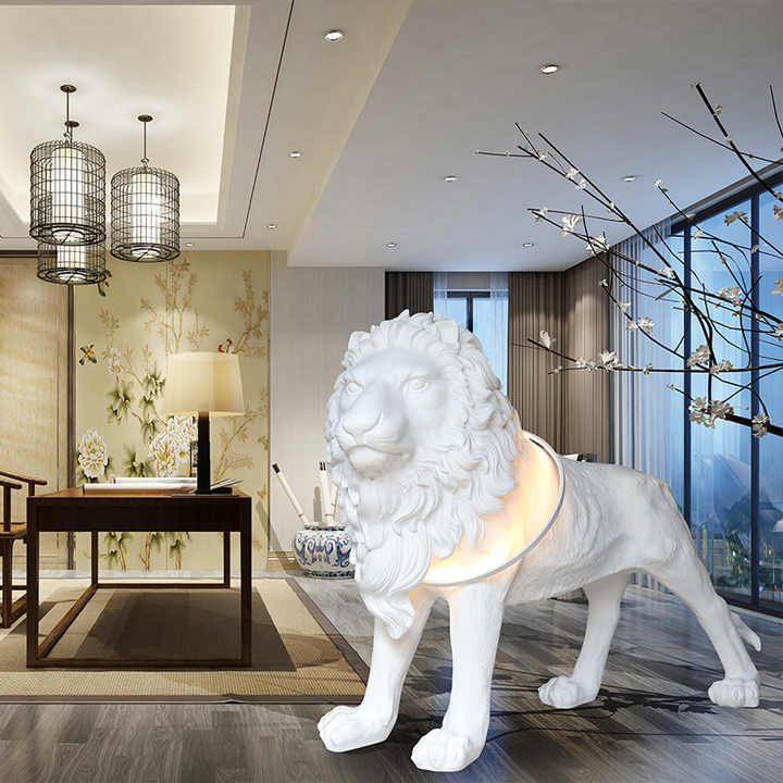 HDC Lion-shaped Postmodern Sculpture Decorative Floor Lamp