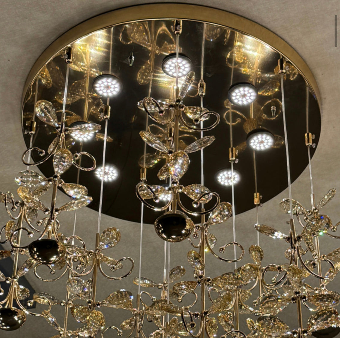 HDC 25 Lights Flower Shape Crystal Dinning Chandelier