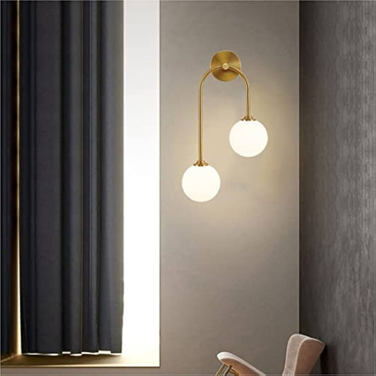 HDC Gold Frosted Glass Ball Wall Light Shape Metal - Gold Warm White