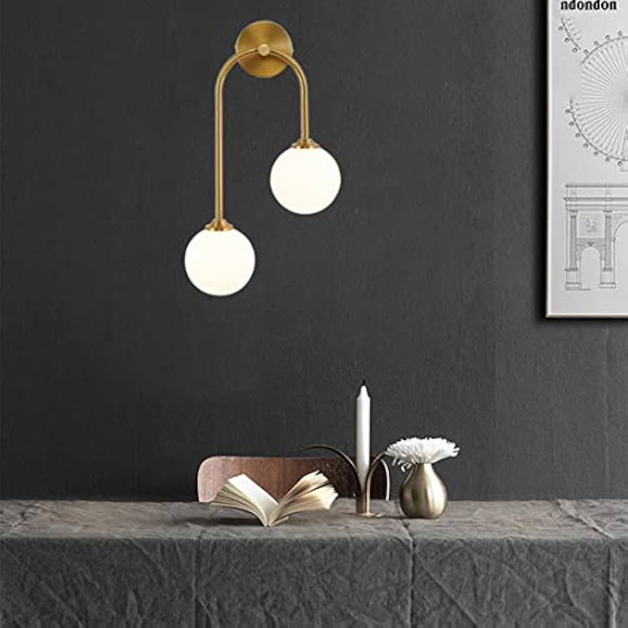 HDC Gold Frosted Glass Ball Wall Light Shape Metal - Gold Warm White