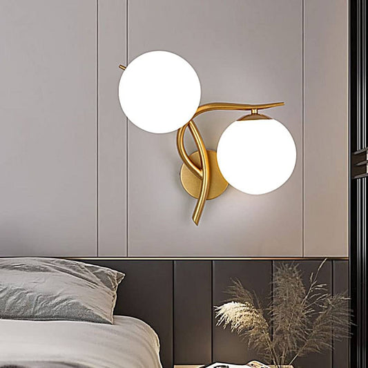 Hdc New Nordic Style Golden Frosted Glass Ball Wall Sconce For Bedroom Bedside Corridor