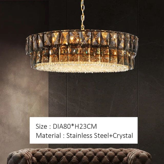 Hdc 800mm Modern Simple Round Villa Decorative Crystal Chandelier