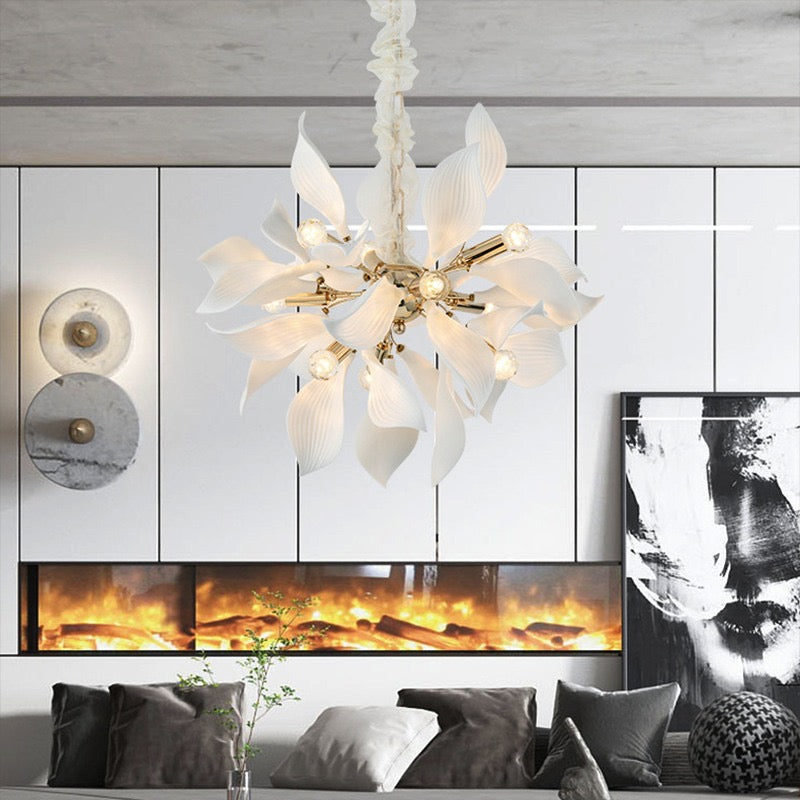 Hdc French Design Ceramic Gingko Leaf Chandelier - Warm White