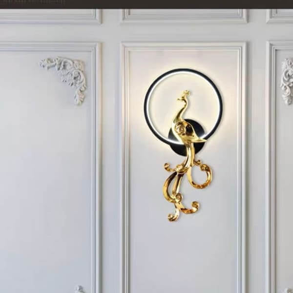 Hdc 500mm Modern Black Gold Long Gold Bird Led Wall Lamp - Warm White