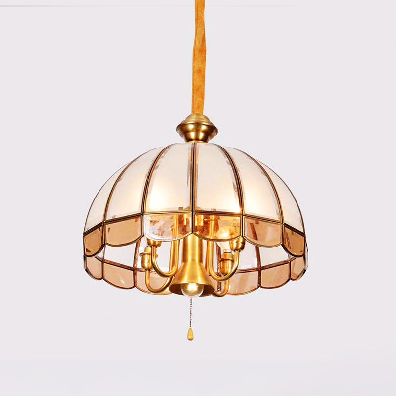 Hdc 5 Lights European Copper Frosted Glass Pendant Light Chandelier