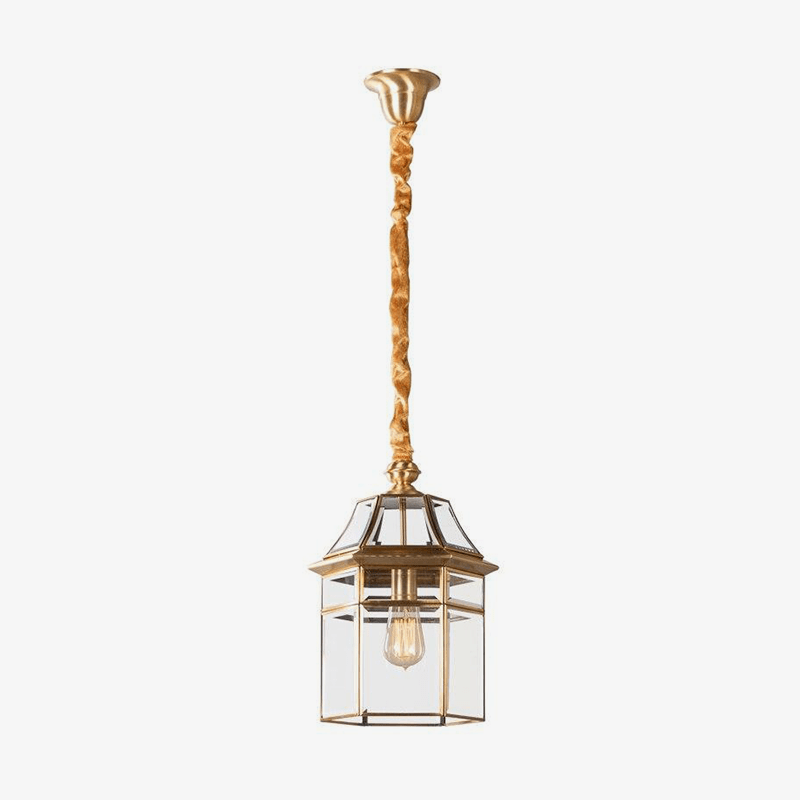 HDC 1-Light Gold Brass Vintage Gold Glass Pendant Ceiling Light