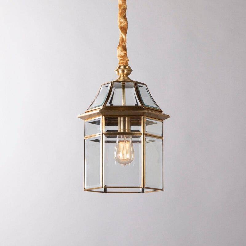 HDC 1-Light Gold Brass Vintage Gold Glass Pendant Ceiling Light