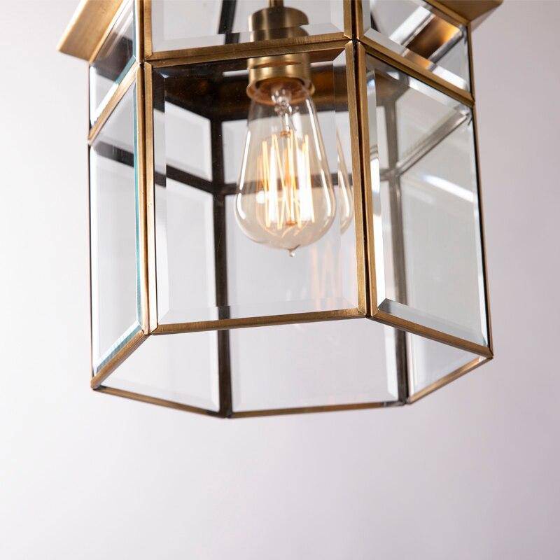 HDC 1-Light Gold Brass Vintage Gold Glass Pendant Ceiling Light