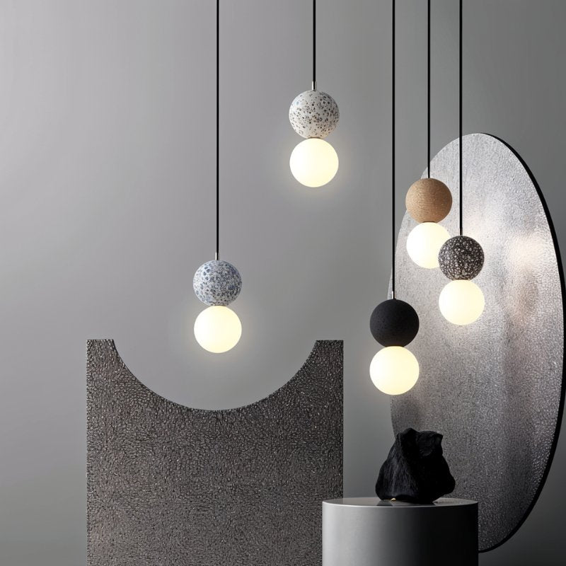 Hdc Modern Cement Pendant Light Nordic Drop Ceiling Lamps with Adjustable Height Long Cord