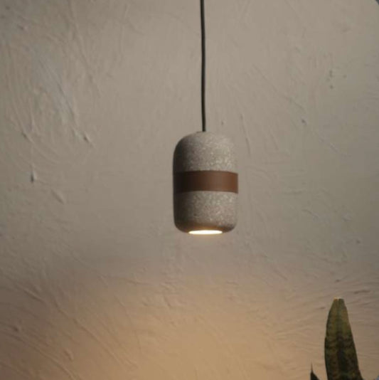 Hdc Modern Terrazzo Cylindrical LED Cement Leather LED Pendant Light