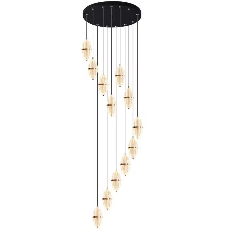 HDC 20 Lights Modern Led Pendant Hanging Double Height Staircase Chandelier- tricolor