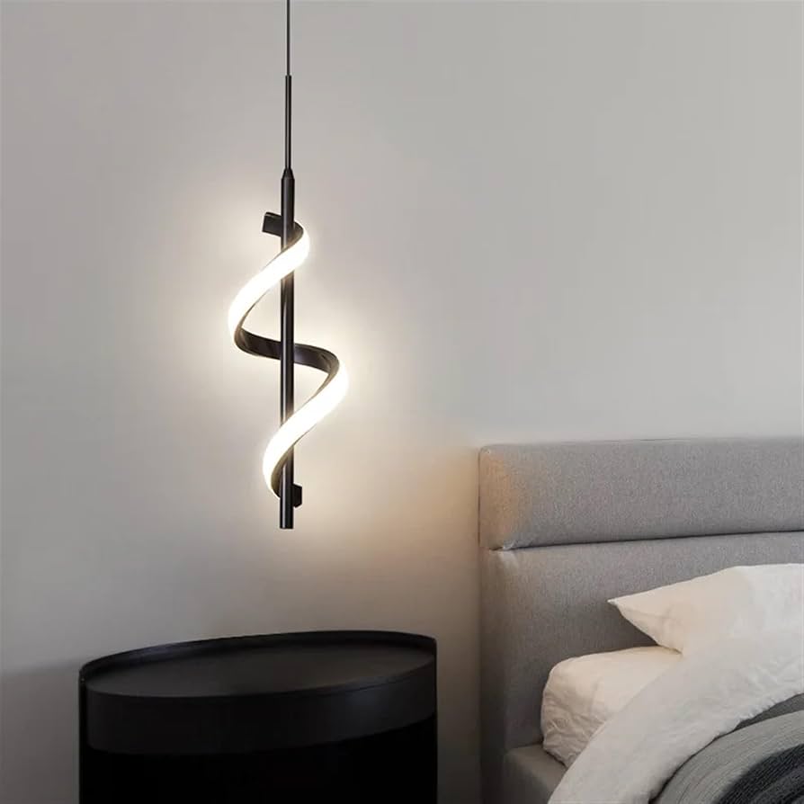 HDC Led Black Acrylic Curl Island Ceiling  Pendant Light- Tricolor