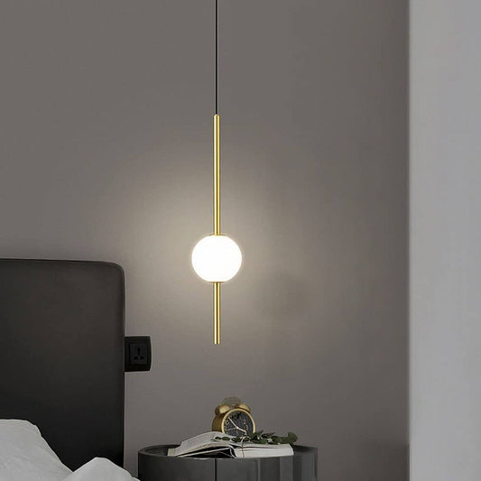 Hdc 1 Light Minimalist Brass Bedside Chandelier, Modern Glass Shade Pendant Lamp