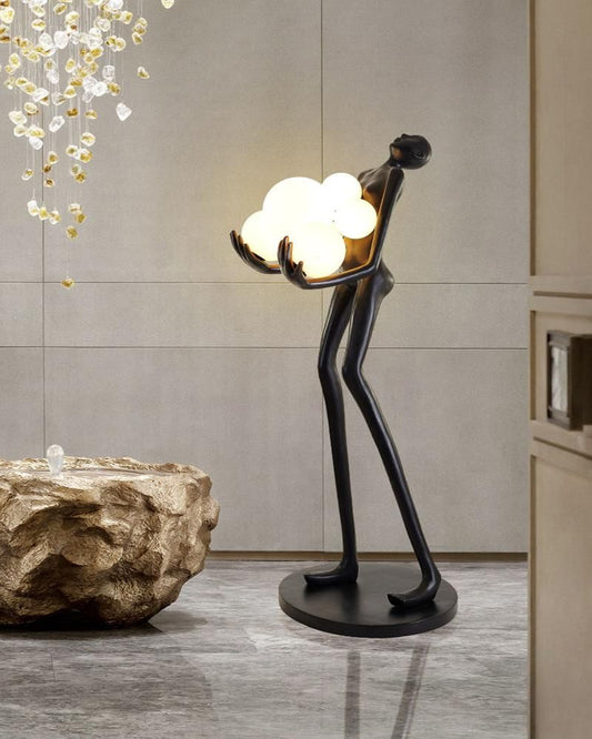 HDC Creative Hand Holding Modern Character Frosted Ball Light Floor Lamp