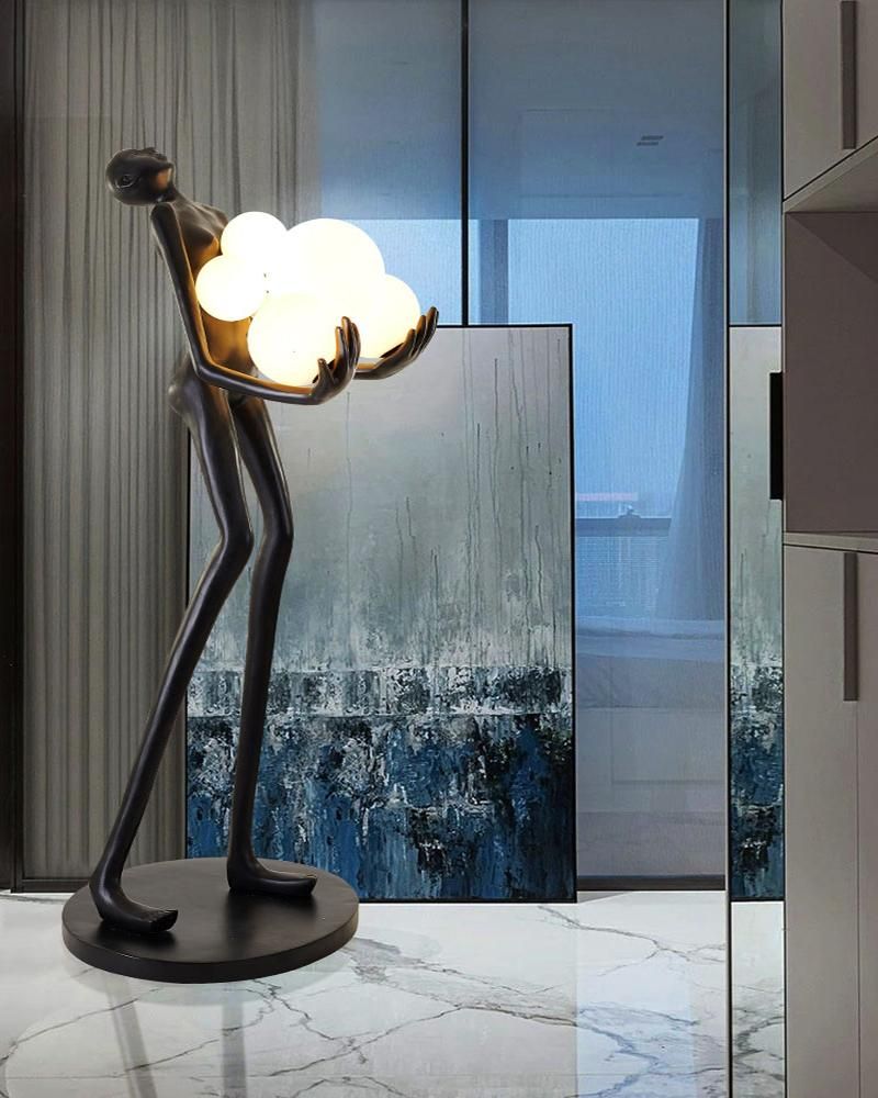 HDC Creative Hand Holding Modern Character Frosted Ball Light Floor Lamp