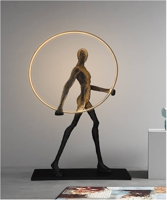 HDC Modern Luxury Art Human Holding Circle Sculpture living room bed room LED Floor Lamp