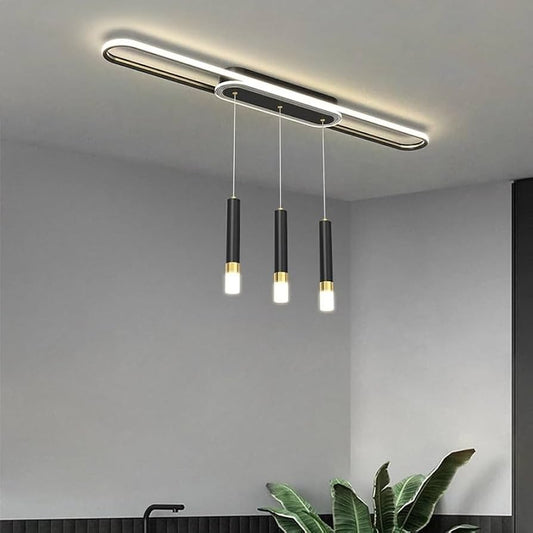 Hdc 3 Lights Modern Acrylic Ceiling Track Light With Adjustable Length Pendant Lamp Black Hanging Light