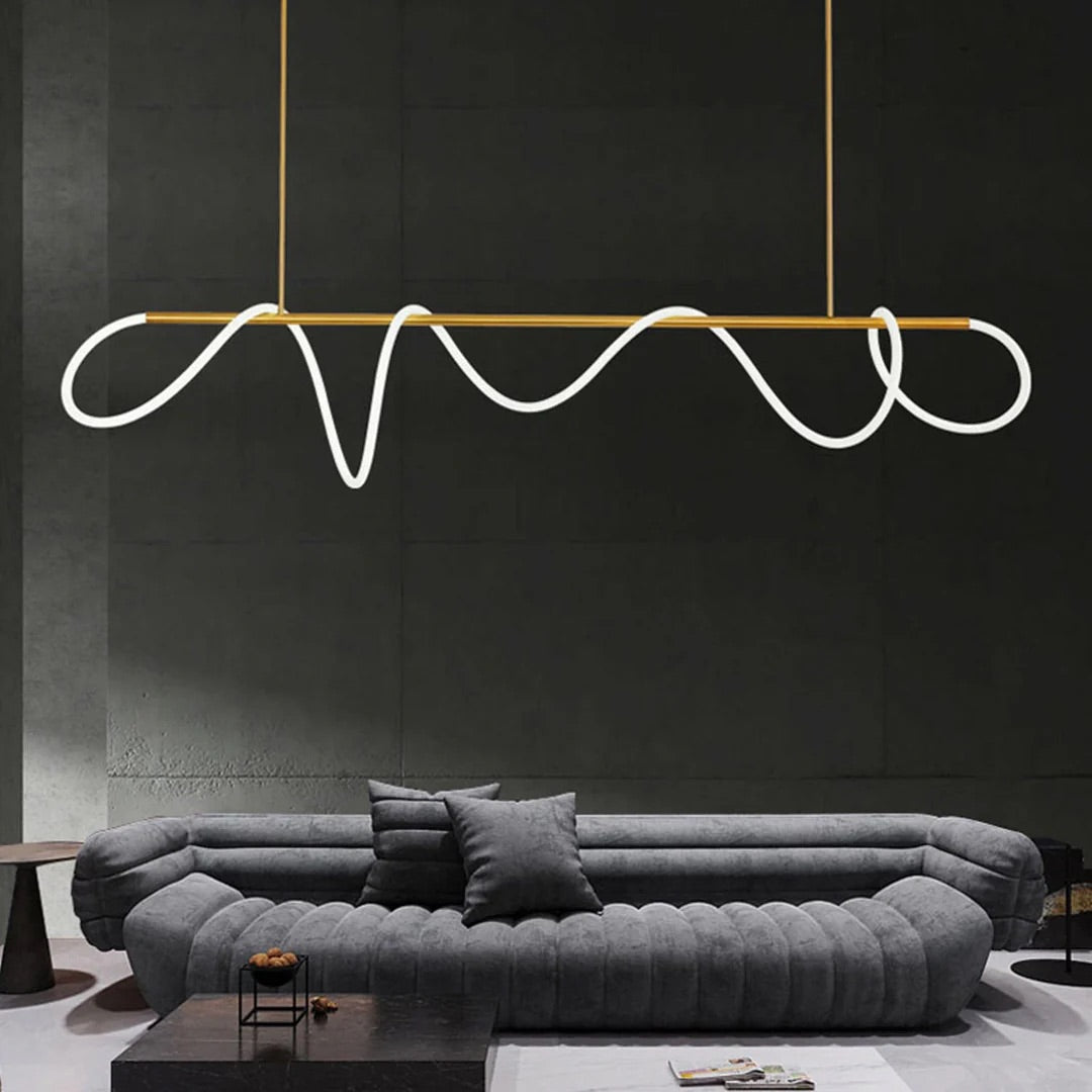 HDC Gold Metallic Led Chandelier 1200/1500mm Long With Curly Acrylic Light