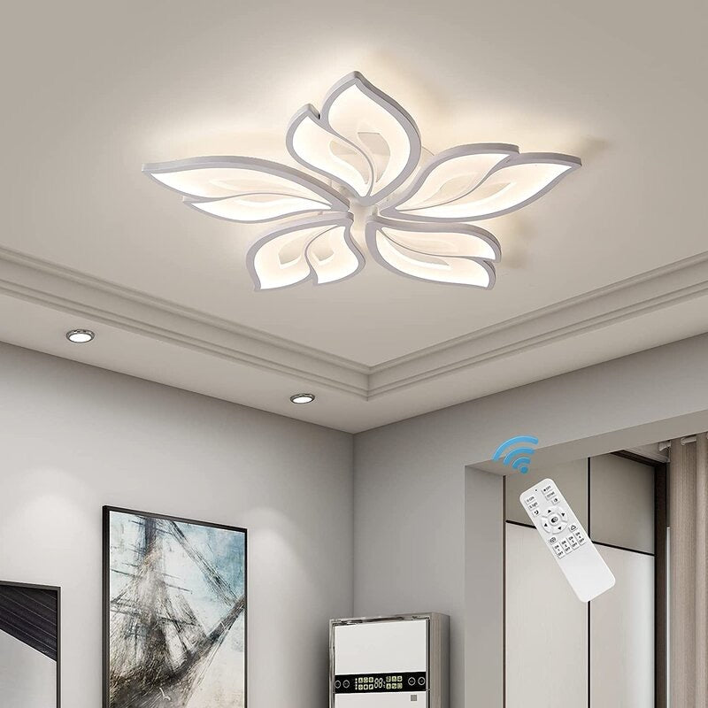 Hdc 5 Light Flower Led Chandelier Ceiling Light - Tricolour Dimmable With Remote