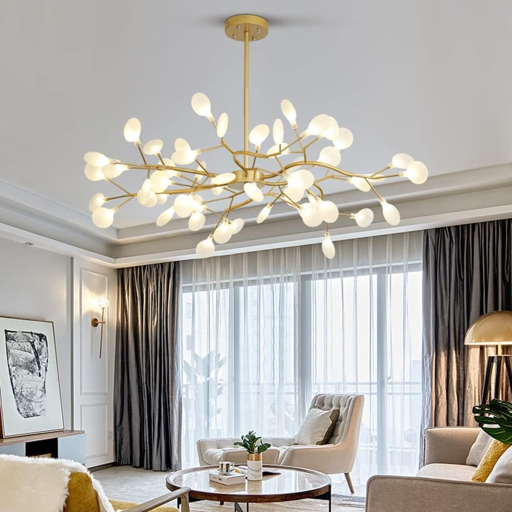 HDC 45 Lights Modern Firefly Sputnik Chandelier for Living room, Branch Led Pendant Lighting