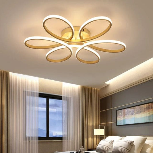 HDC 6 Light Curvy Gold Brass Plated Modern Led Chandelier Lamp - Warm White