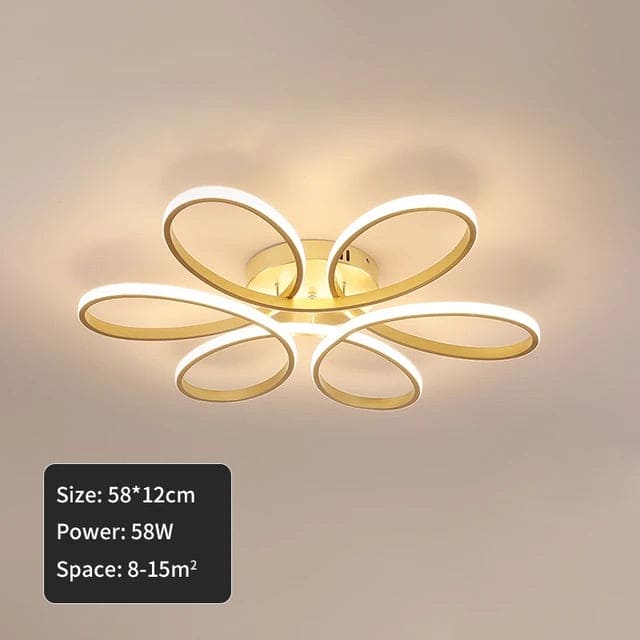 HDC 6 Light Curvy Gold Brass Plated Modern Led Chandelier Lamp - Warm White