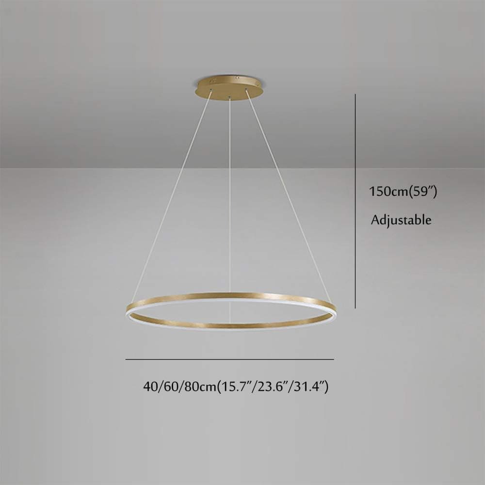 HDC Copper Gold Metalic Dimmable Led Chandelier Ring Light -Tricolor